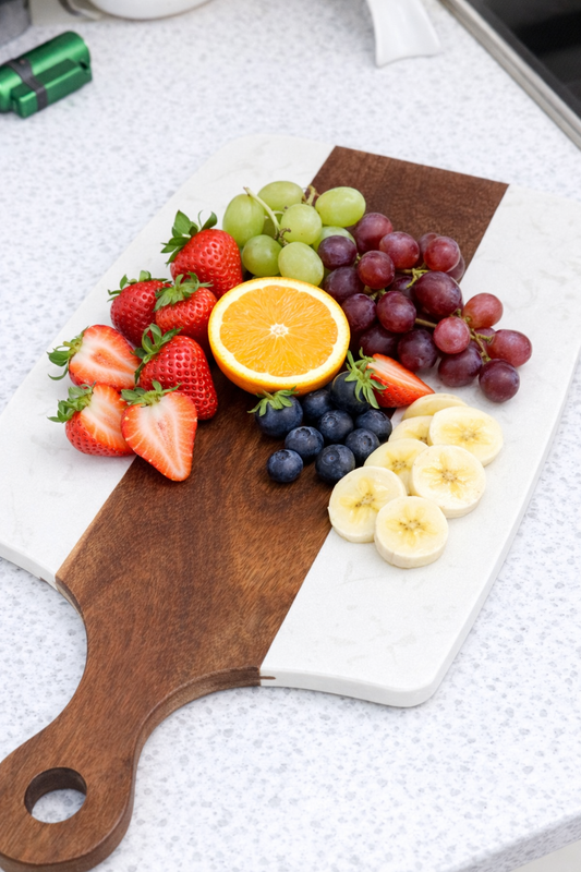 Personalized Marble & Acacia Cutting Board