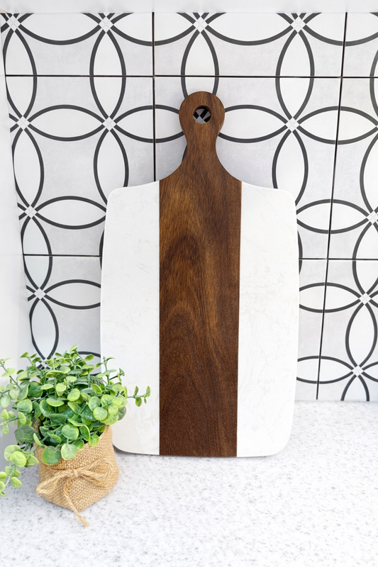 Personalized Marble & Acacia  Cutting Board